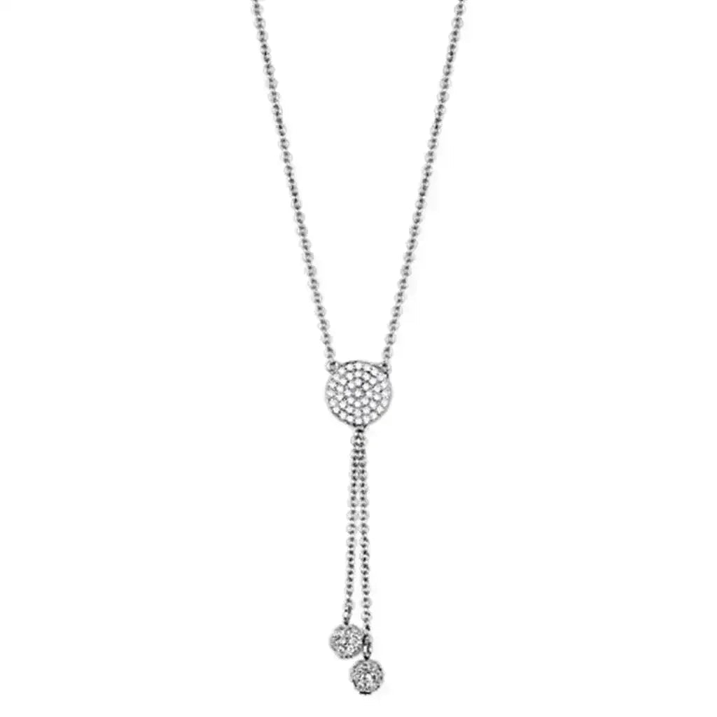 3W429 Rhodium Necklace – AAA CZ Pendant, Brass Chain - Femstylo