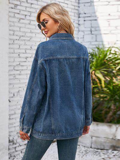 Button Up Long Sleeve Denim Jacket for Stylish Looks