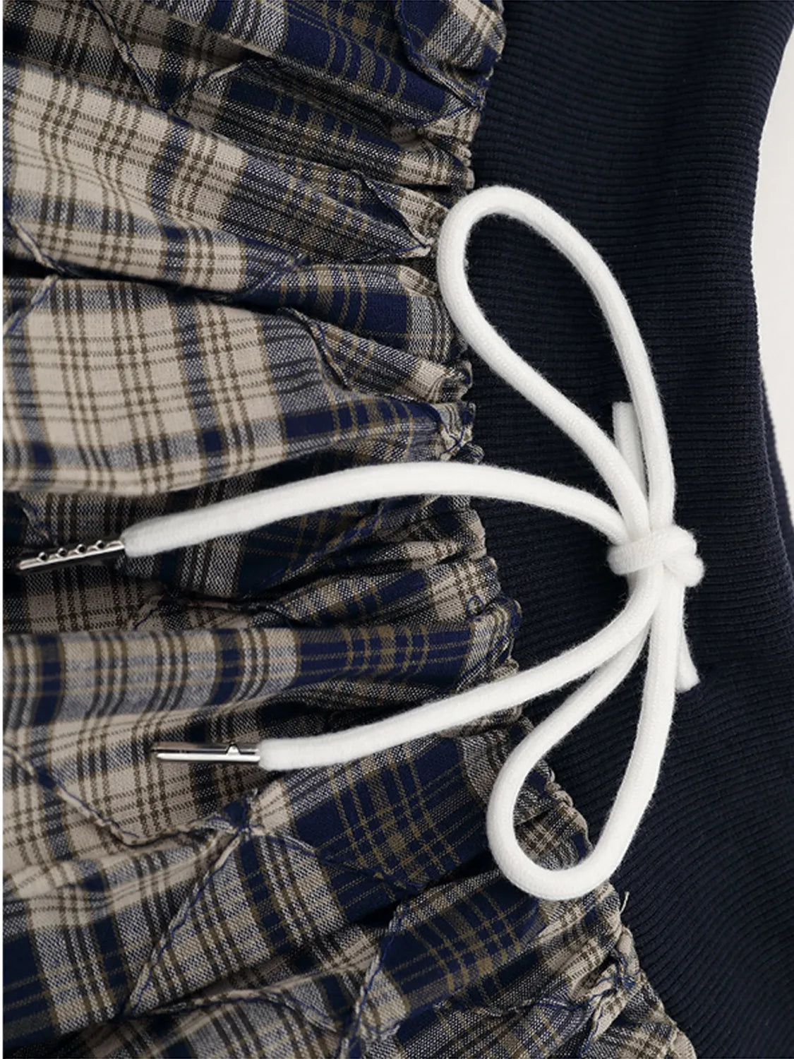 Drawstring Plaid Skort