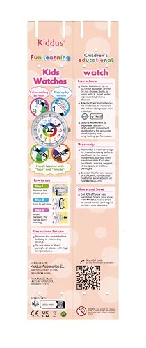Kids Time Teacher Watch - Educational Analog Watch with Japanese Quartz Movement Ages 5-12