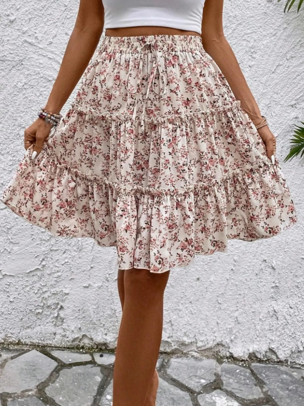 Floral Print Midi Skirt