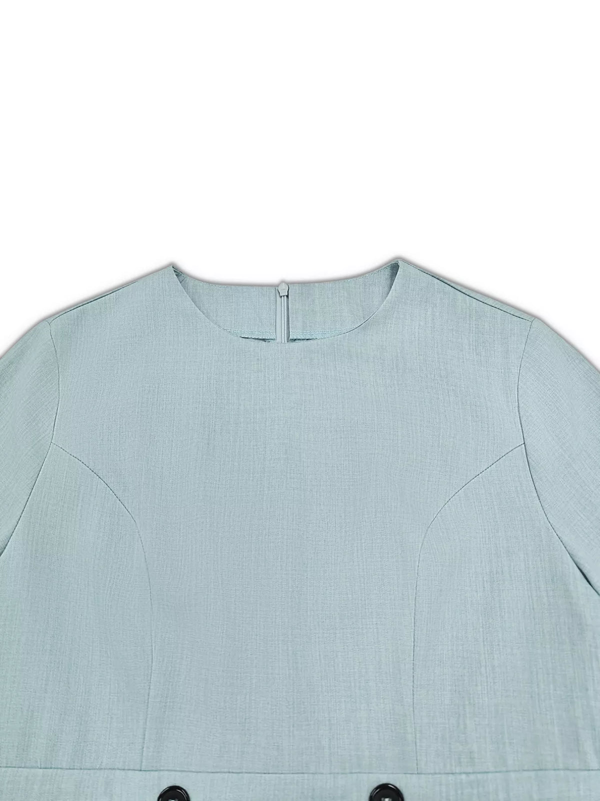 A-Line Decor Button Long Sleeve Dress