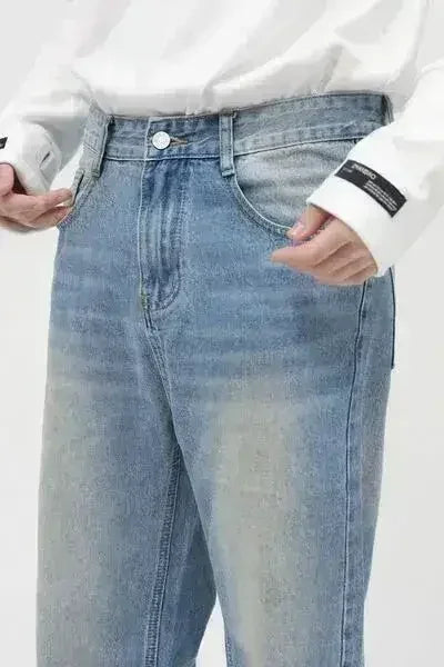 Washed Mid Rise Jeans with Pockets