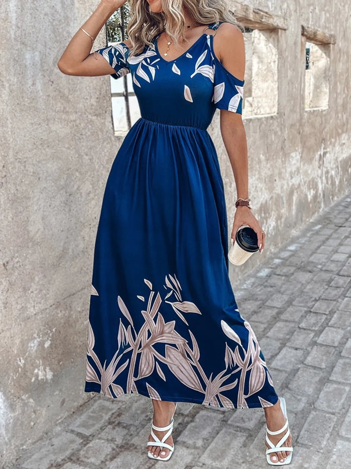 Printed Cold Shoulder Dress