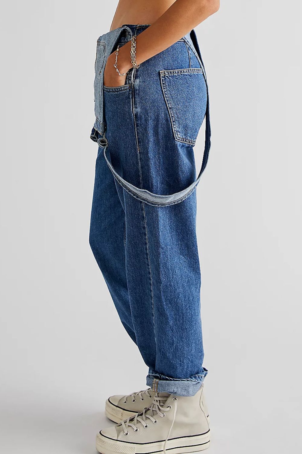 Wide Strap Square Neck Denim Overalls