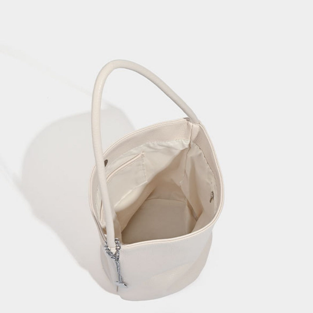 Retro soft leather bucket bag, women&