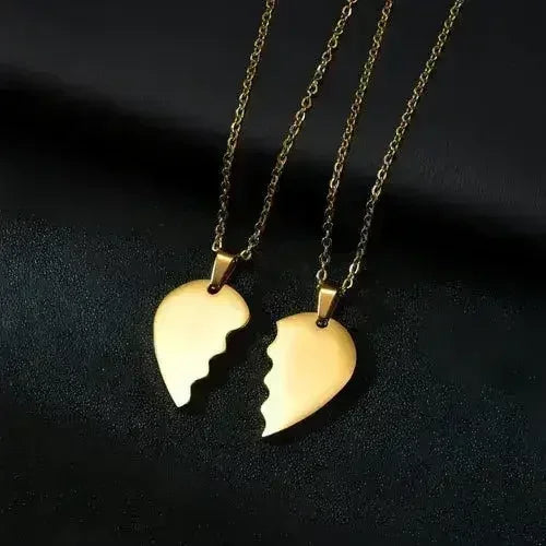 π Couple Heart Puzzle Necklace β Two Halves, One Love