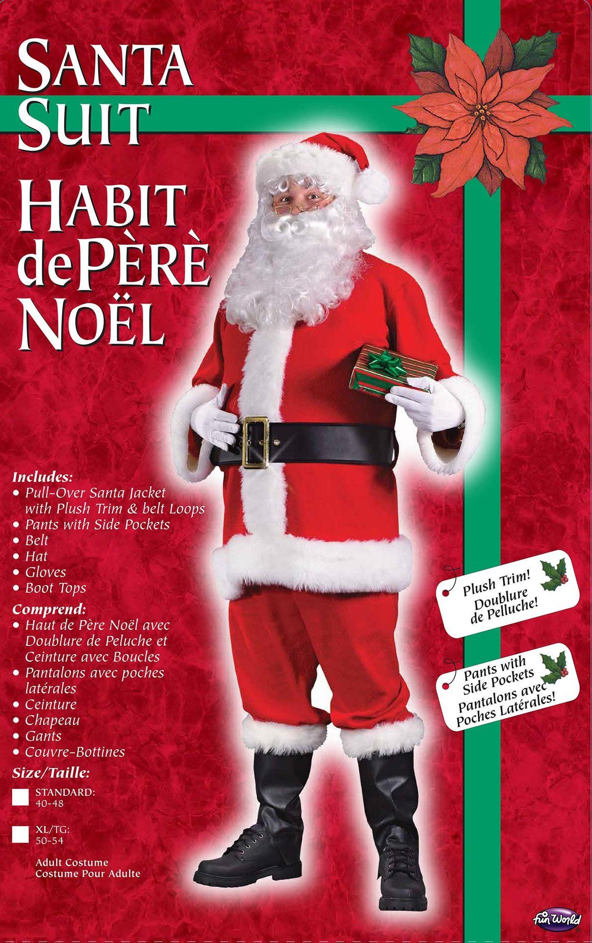Flannel Santa Claus Suit Costume Plus Size 50-54