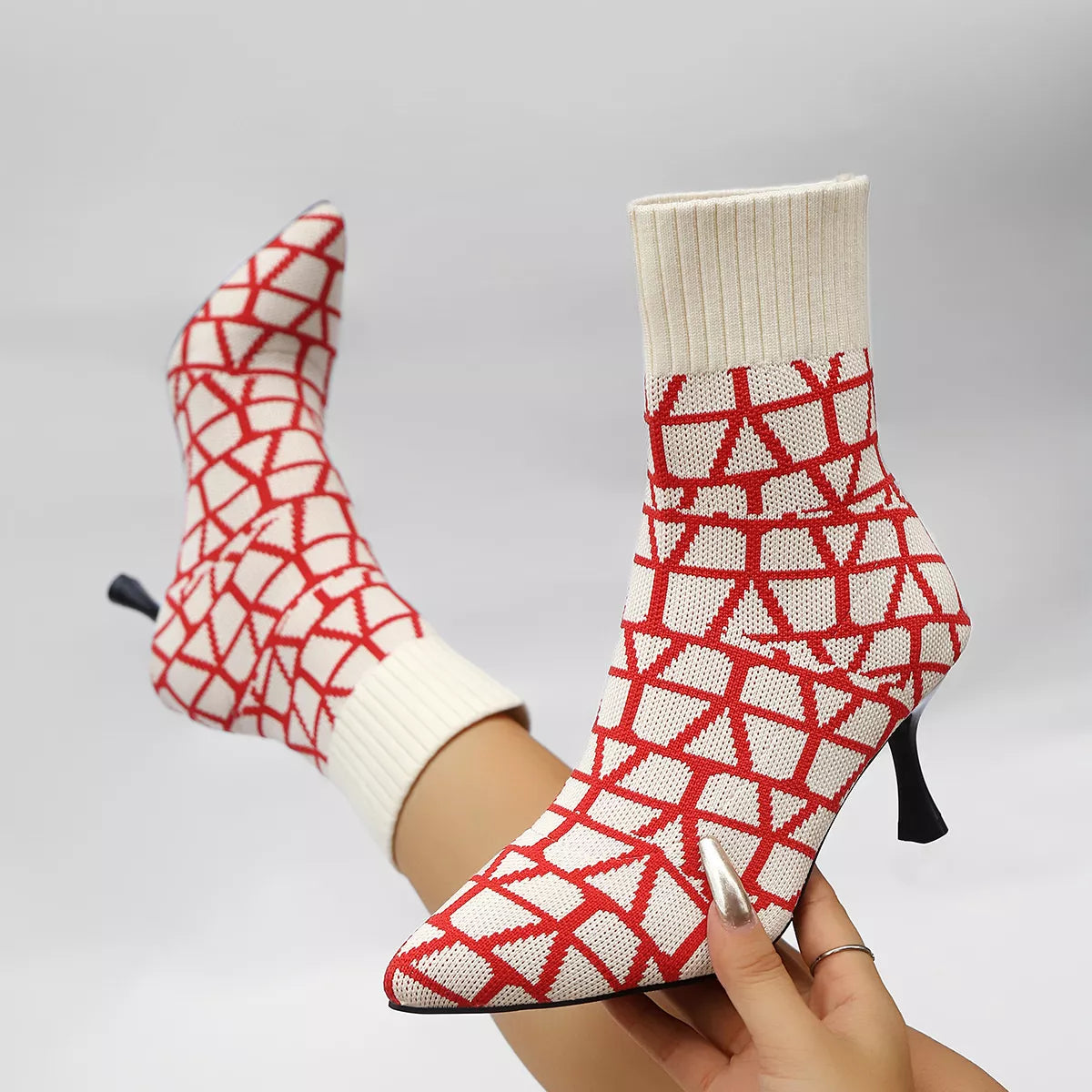 Mesh Point Toe Stiletto Boots