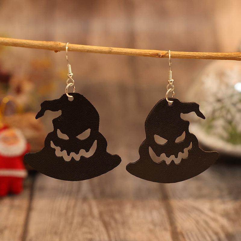 PU Leather Hat Shape Earrings for Fashionable Style