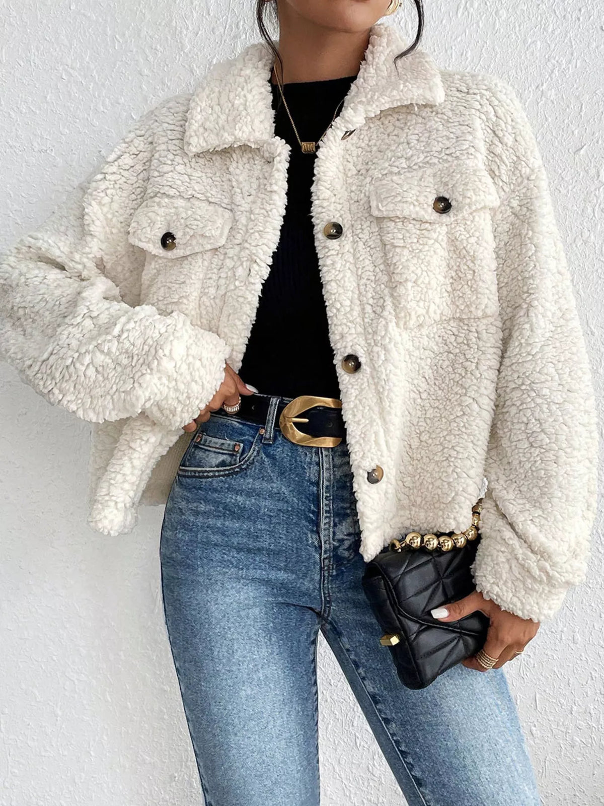 Cozy Sherpa Button-Down Jacket
