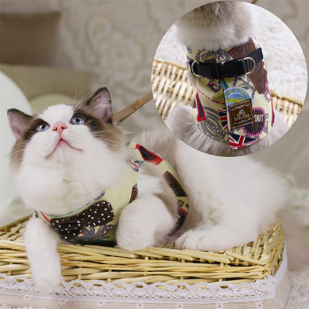 Rope Cat Traction Cat Chest Strap Set Bow