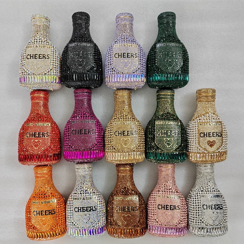 Champagne Bottle Rhinestone Evening Clutch Women&