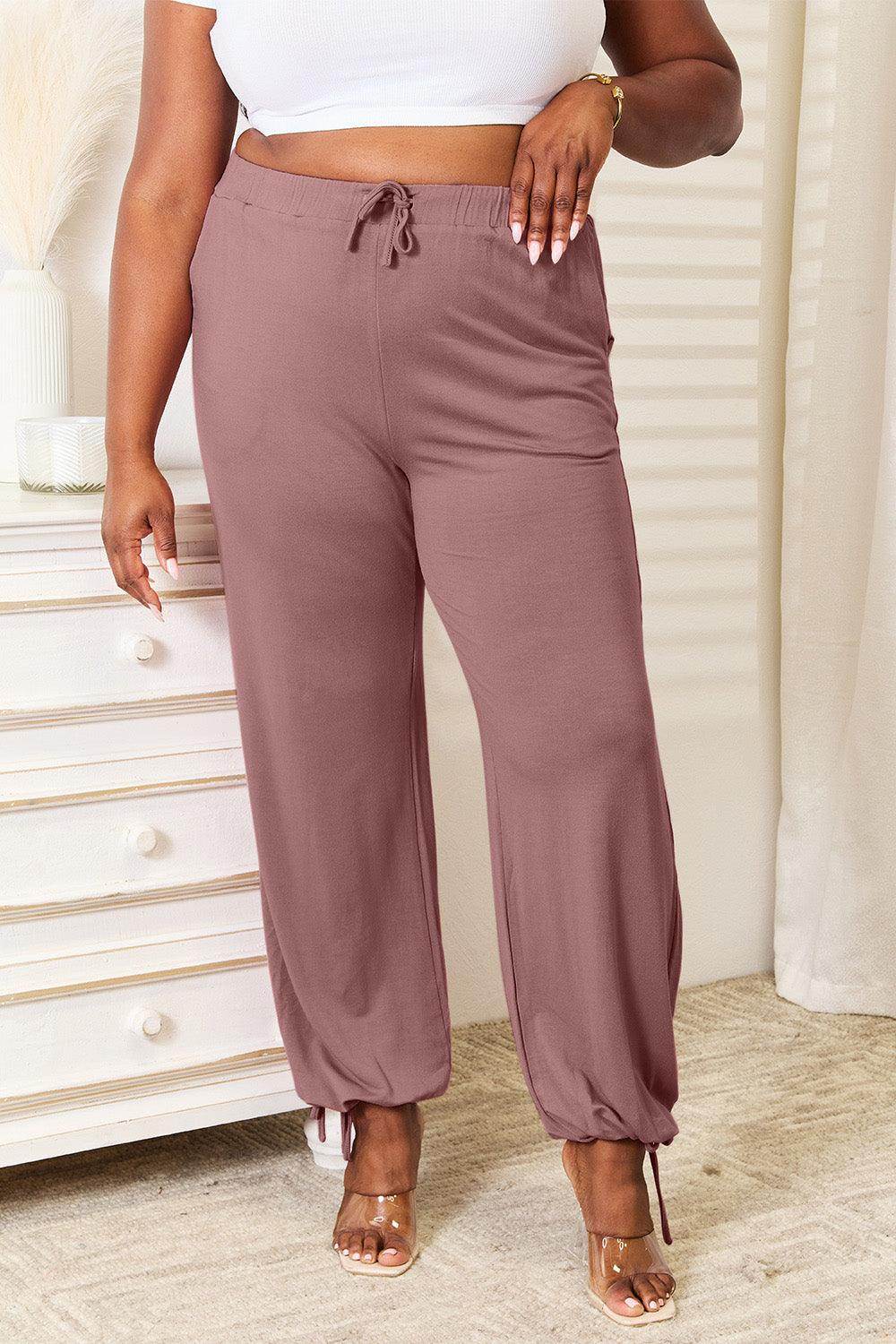 Basic Bae Full Size Soft Rayon Drawstring Pants with Pockets