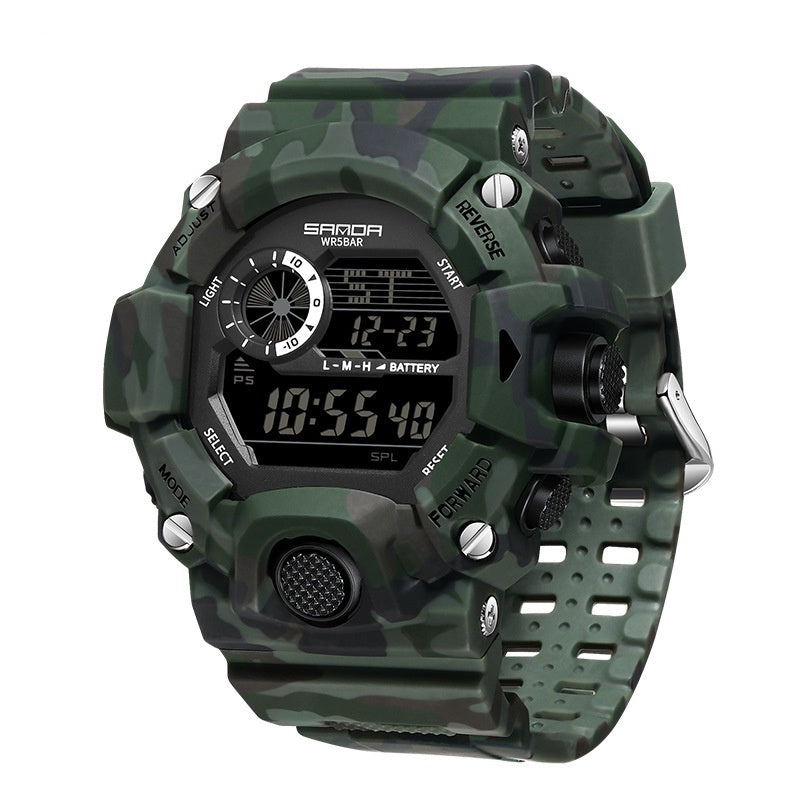 Shock Military Army Mens Watch In Camouflage Style With LED Digital Back Light With Luminous Effect