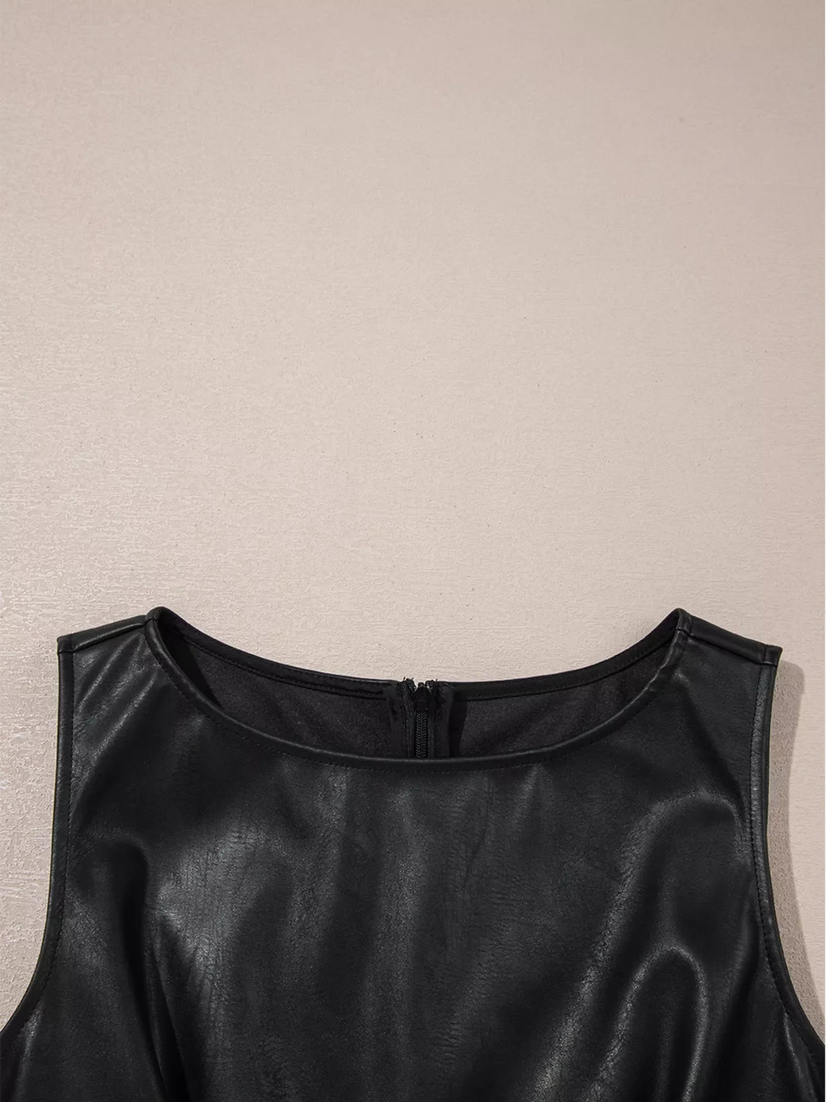 Vegan Leather Sleeveless Mini Dress
