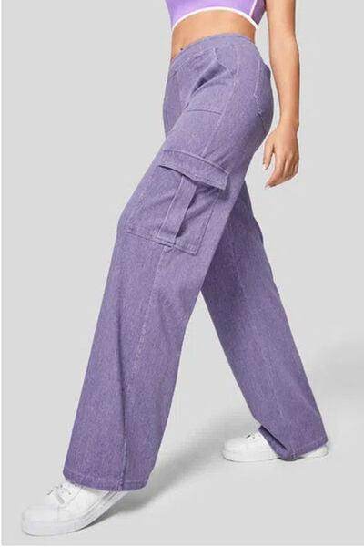 High Waist Straight Leg Cargo Jeans for Modern Style