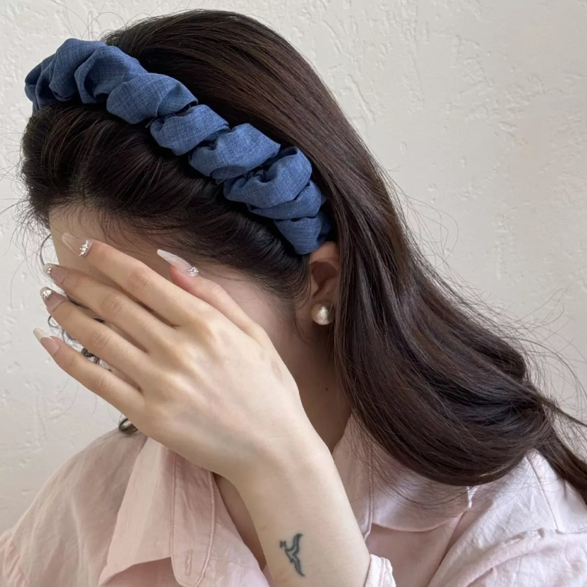 Denim Ruched Hair Headband