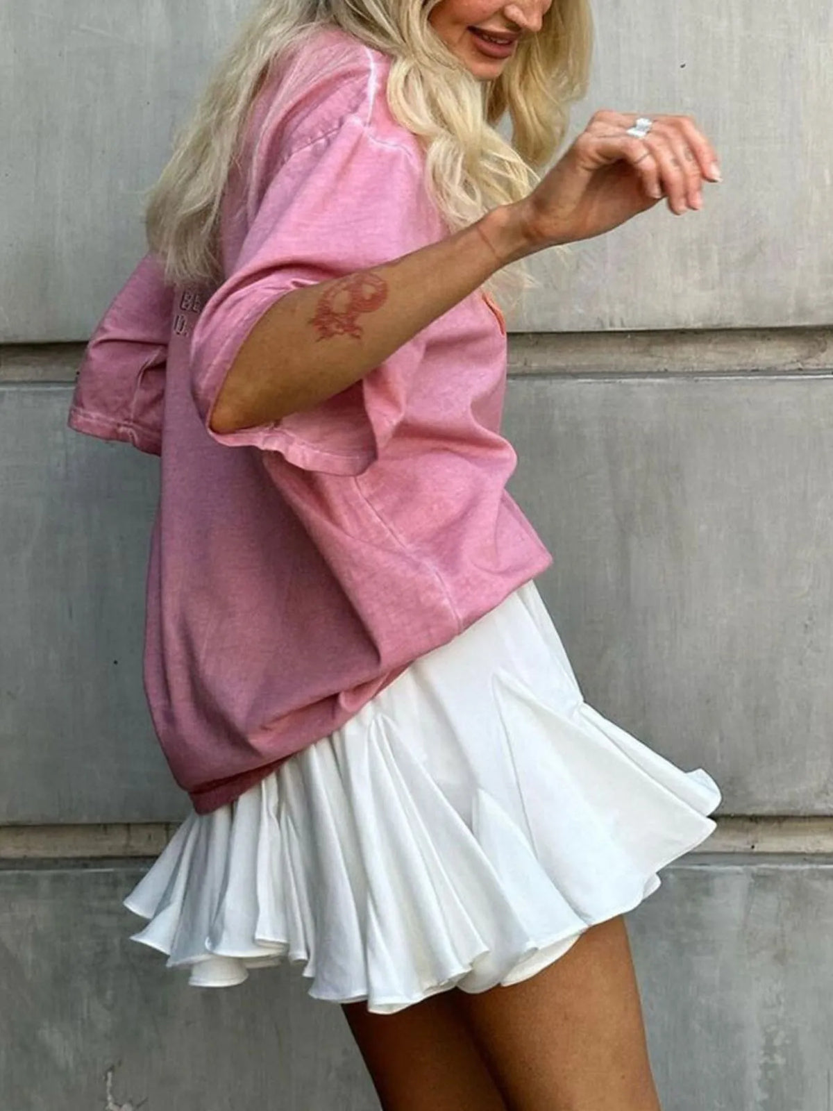 Elastic Waist Ruffled Hem Skirt