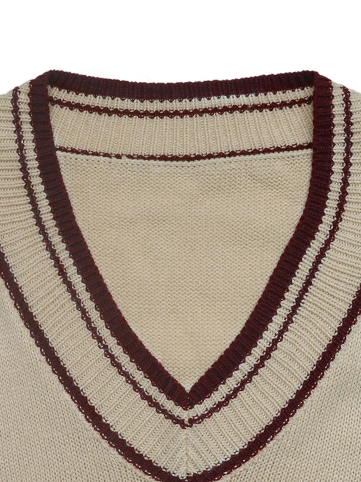 Contrast Trim V-Neck Long Sleeve Sweater