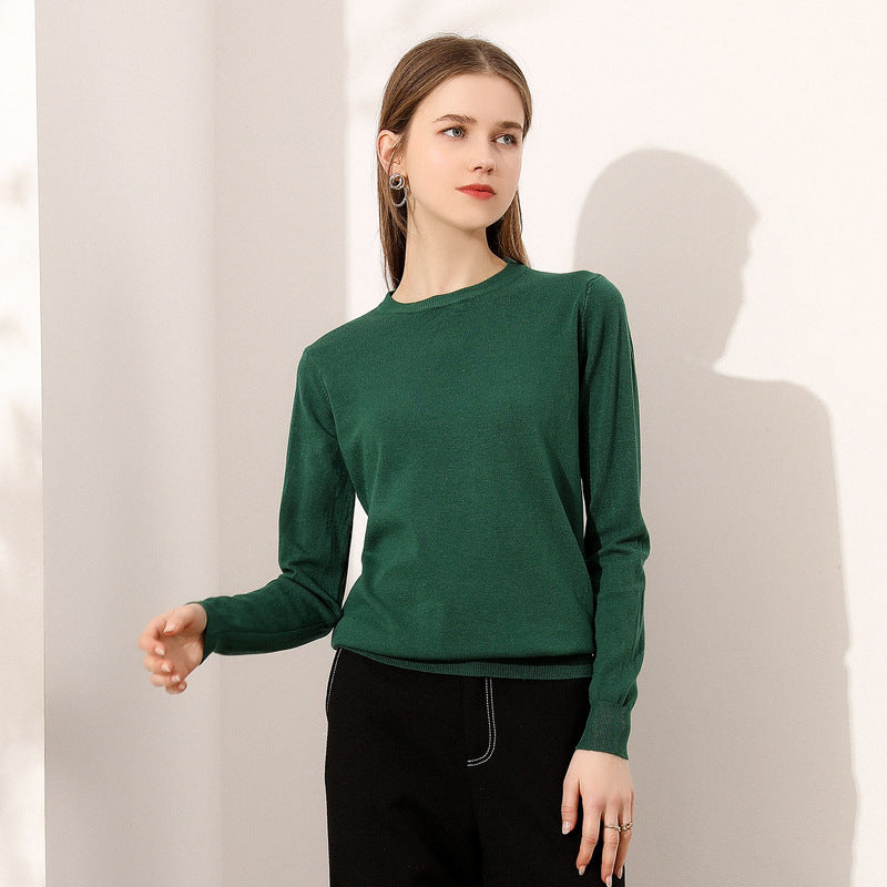 Lightweight Long-sleeve Crew-neck Wool Knit Sweater