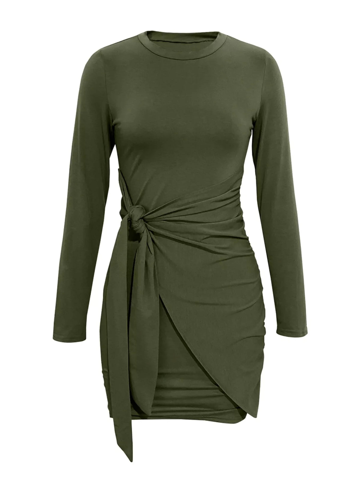 Round Neck Long Sleeve Bodycon Dress