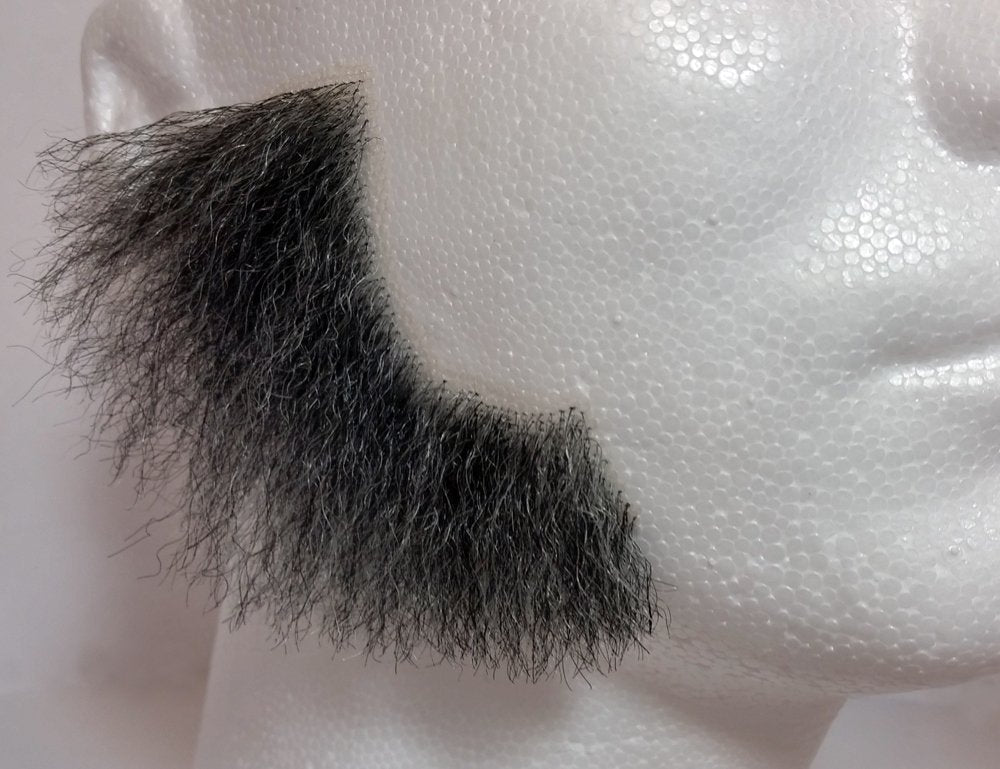 Dark Grey 100% Human Hair European Character Elegant Mutton Chop Sideburns 2019