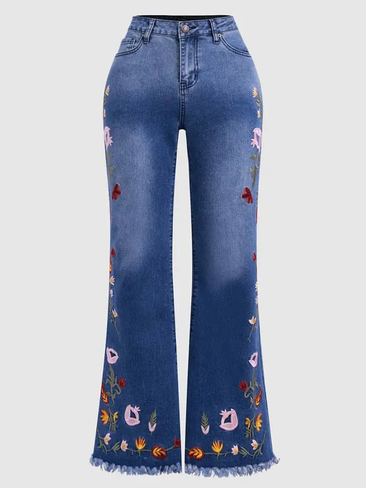 High-elasticity Embroidered Flared Jeans For Women