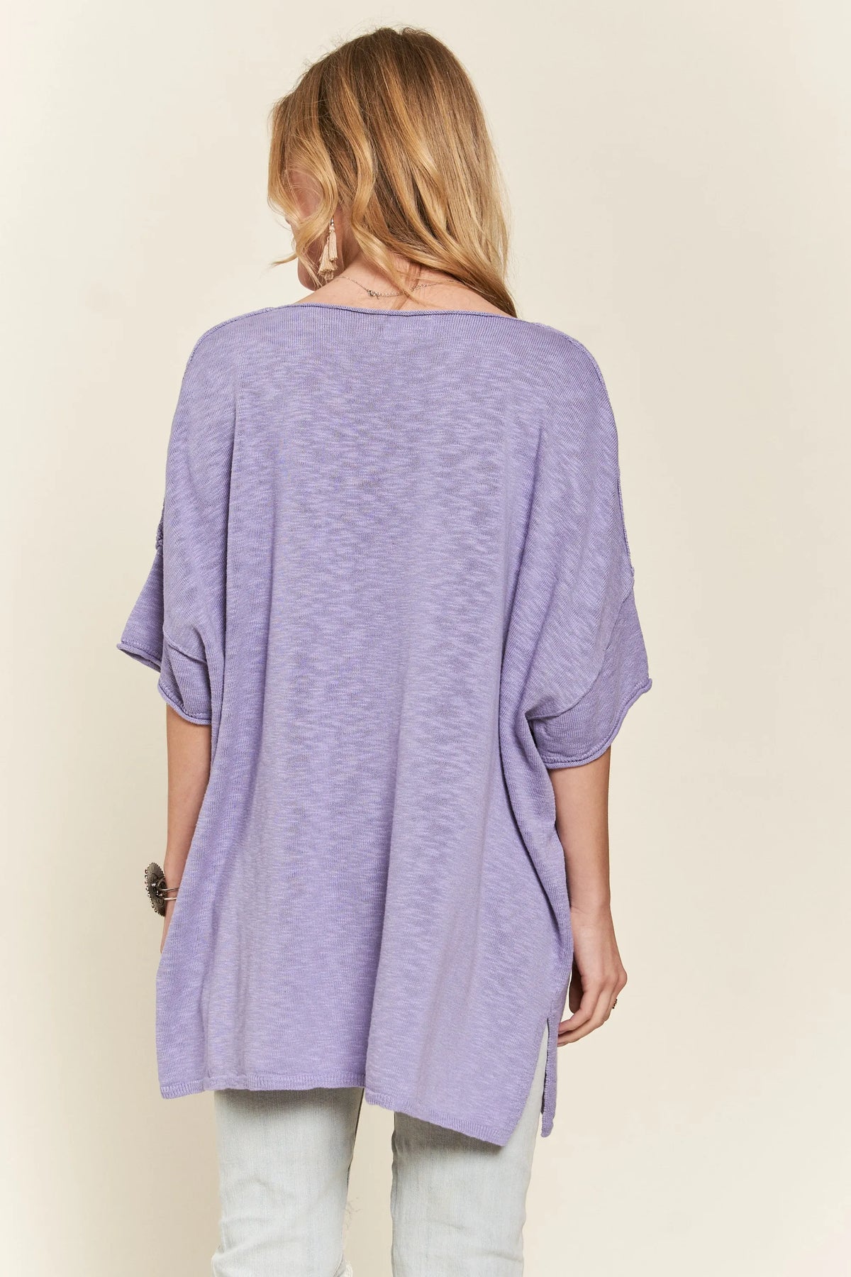 ADORA Drop Shoulder Loose Fit Knit Tunic Top
