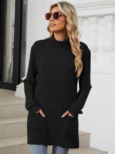 Ribbed Mock Neck Long Sleeve T-Shirt for Women Stylish Wear