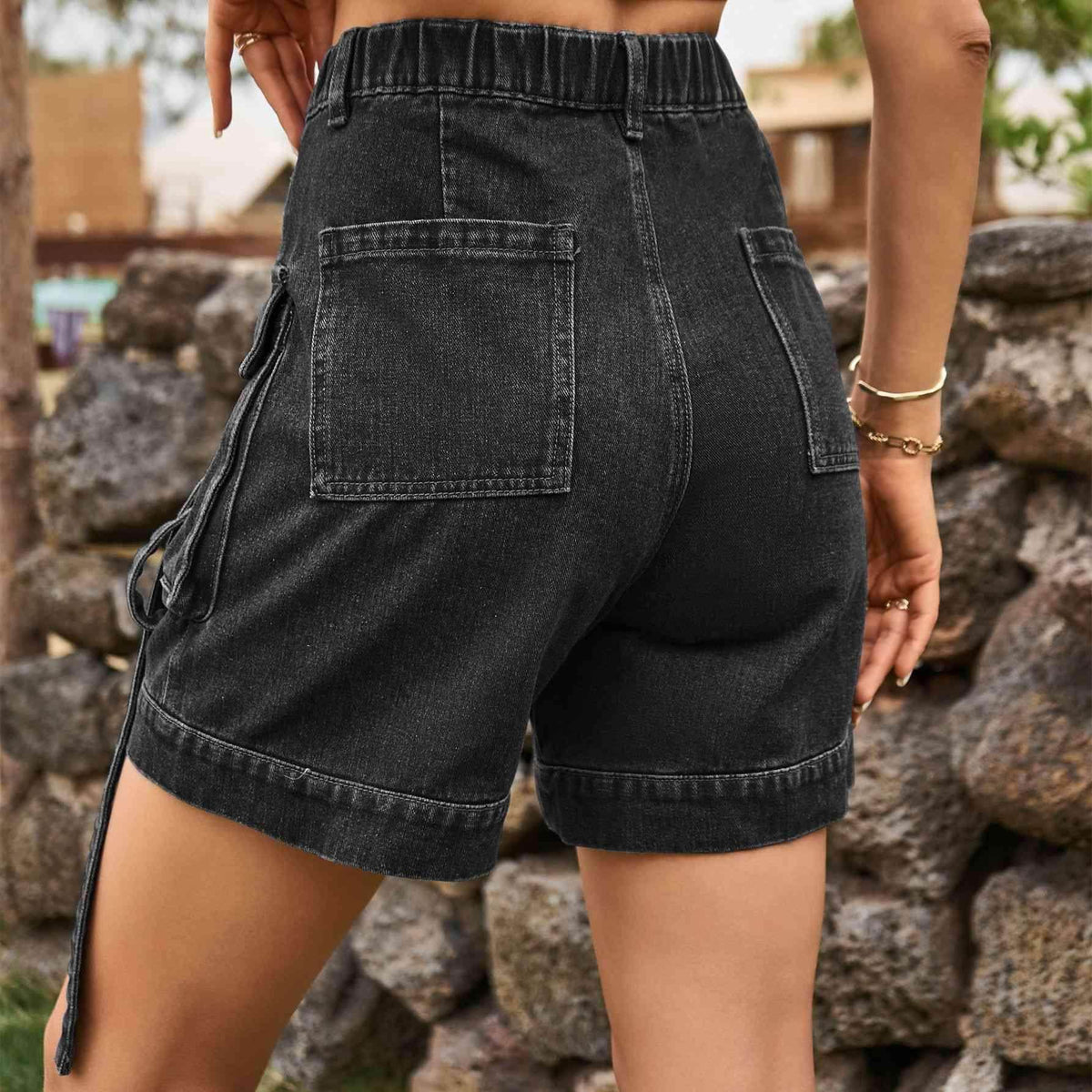 High Waist Denim Cargo Shorts for Casual Style and Comfort