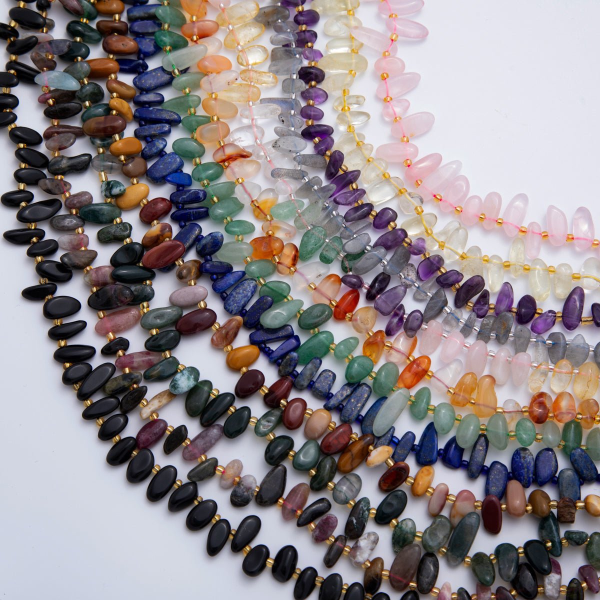 5.5mm Geometric Pebble Natural Gemstone Bead Strand Finding | WA-1971