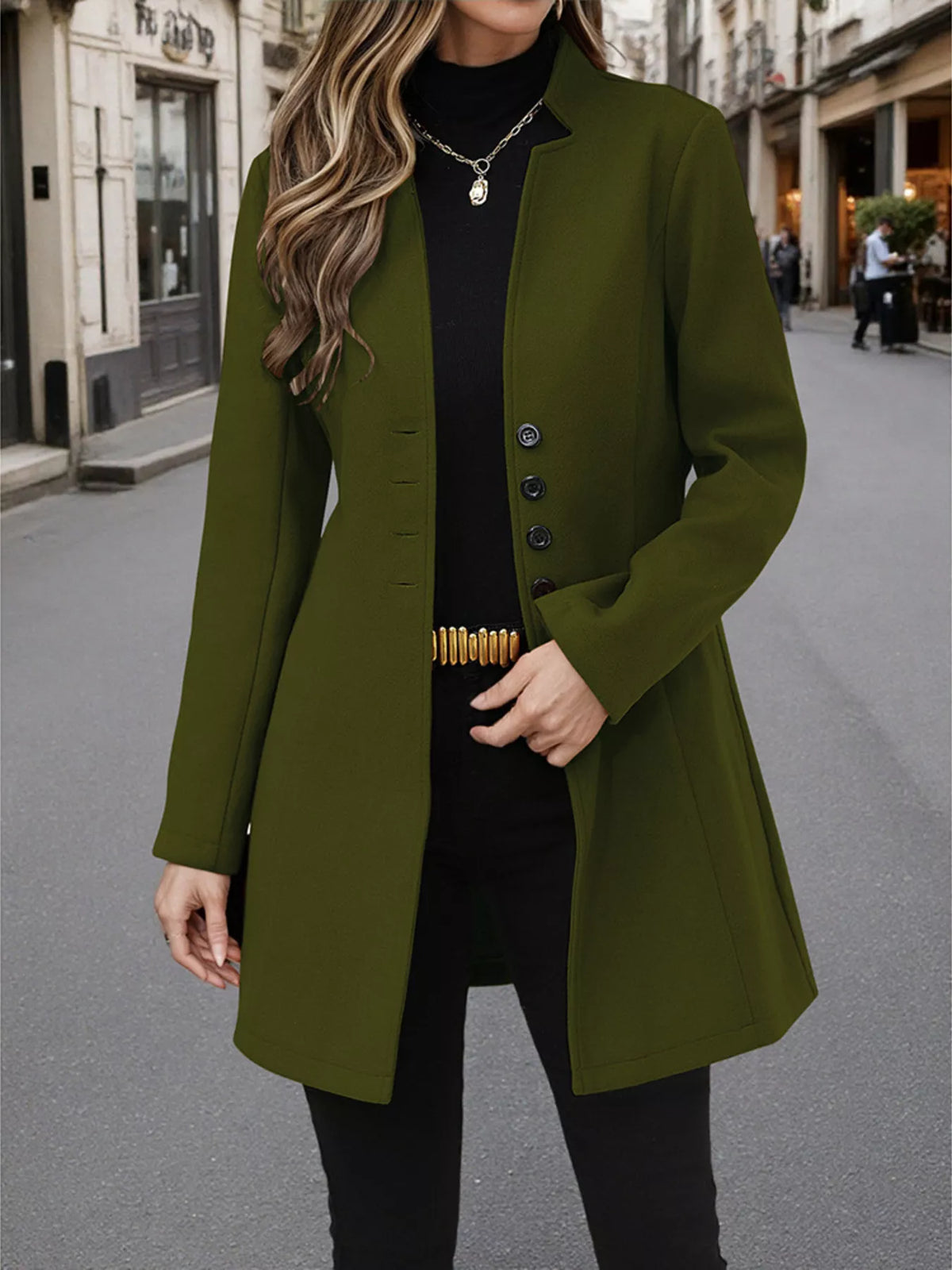 Button Up Long Sleeve Coat