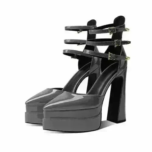 Pointed Toe High Heel Hollow Sandals - 14.5cm Platform Pumps | Femstylo