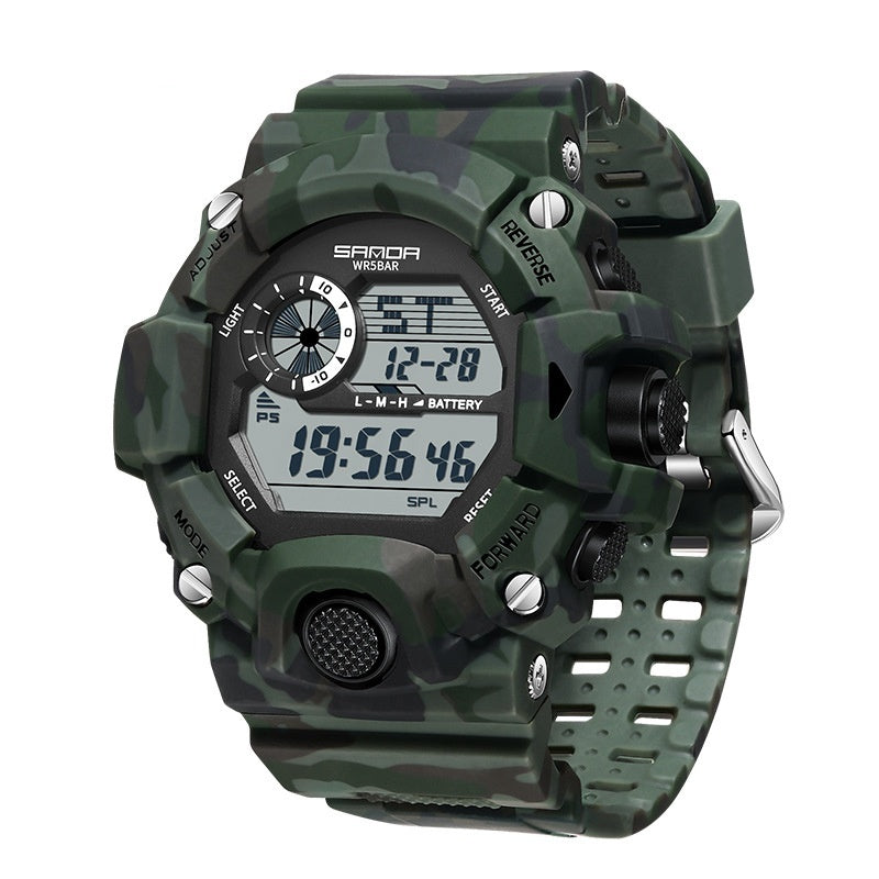 Shock Military Army Mens Watch In Camouflage Style With LED Digital Back Light With Luminous Effect