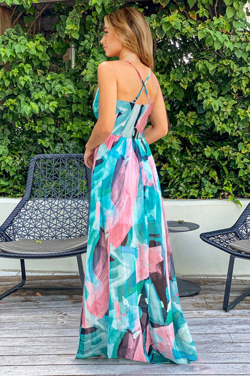 Crisscross Printed Surplice Cami Dress For Women