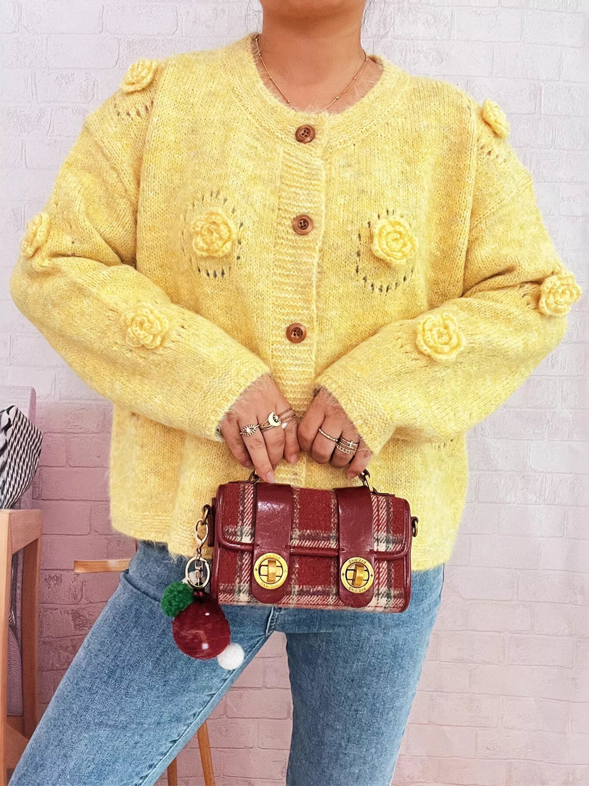 Flower Button-Up Cardigan