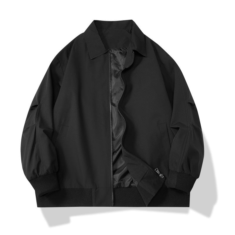 Outdoor Leisure Loose Jacket Teen Trend Japanese Style Workwear Polo Collar Solid Color Coat