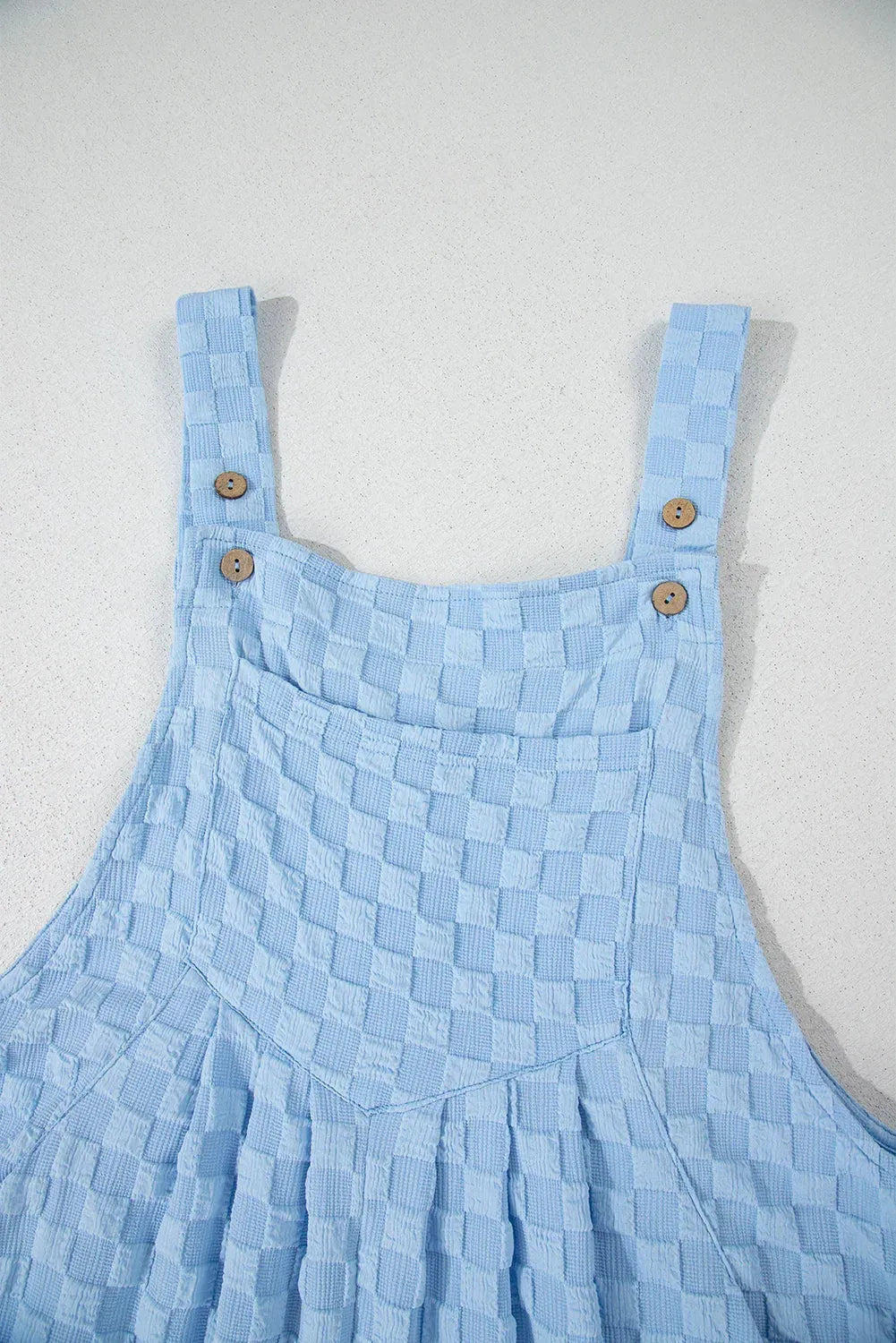 Beige Checkered Pocket High Waist Wide Leg Overall