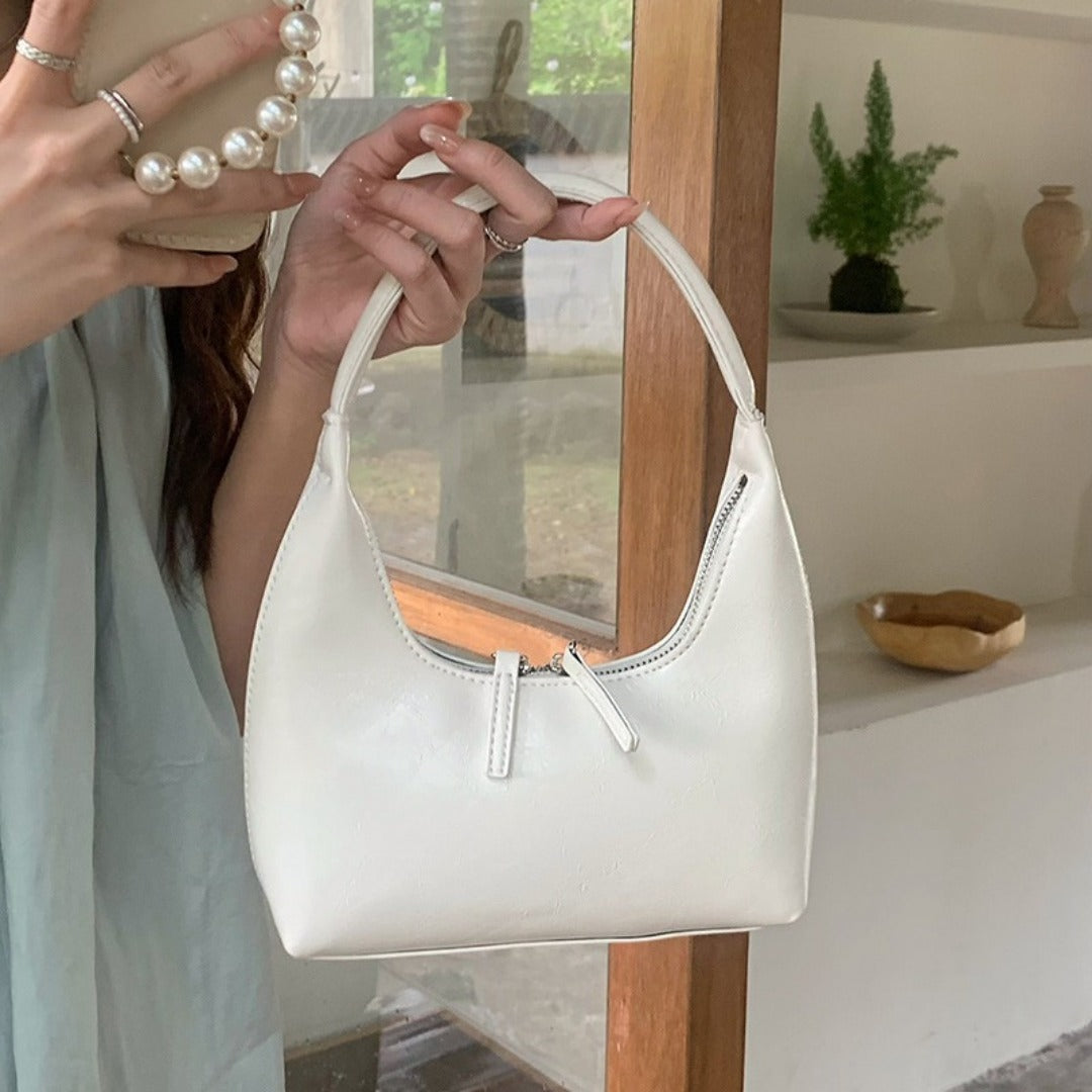 Silver mini hobo shoulder bag, small shoulder purse, women&