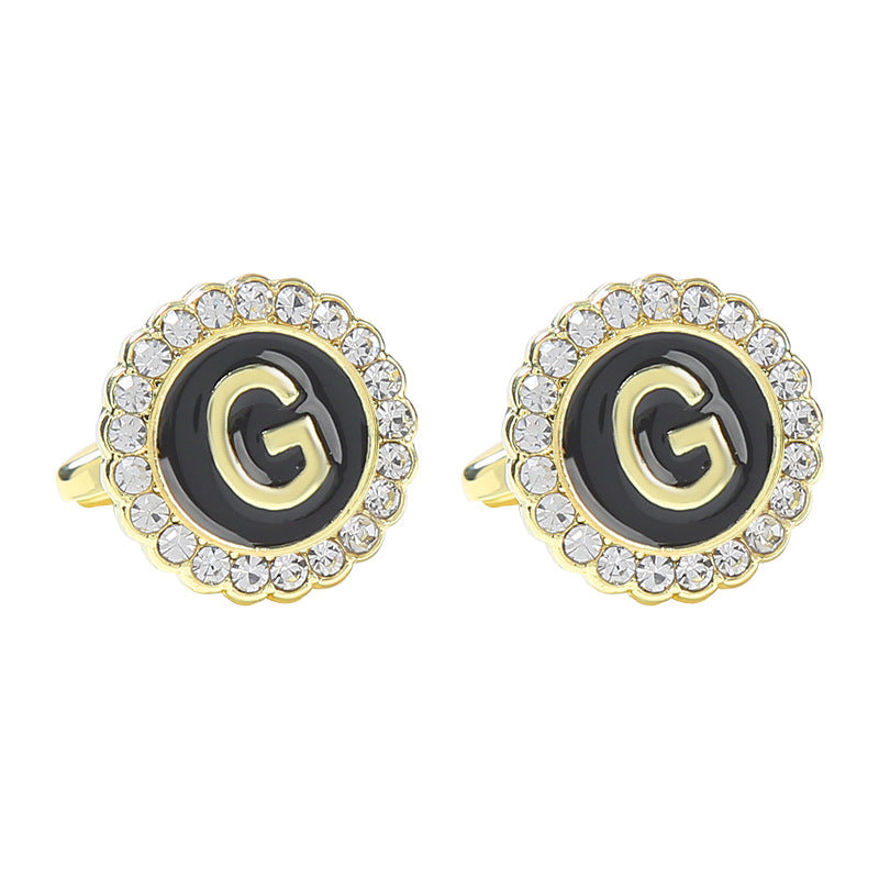 Round Diamond French Cufflinks Men&