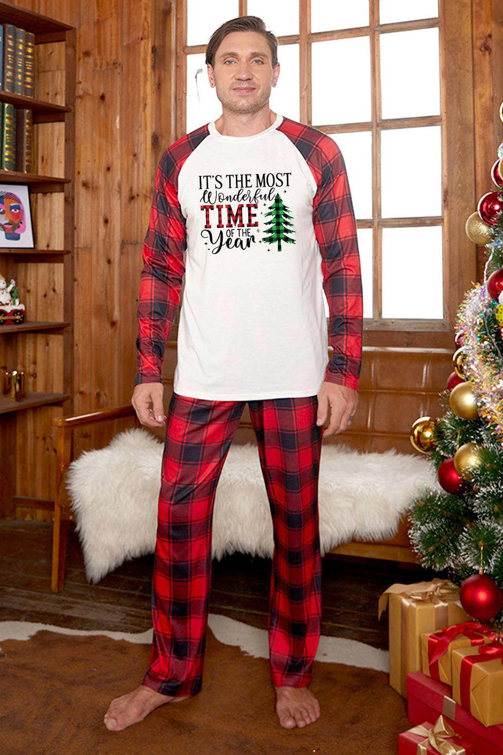 Slogan Graphic Top and Plaid Pants Set for Women