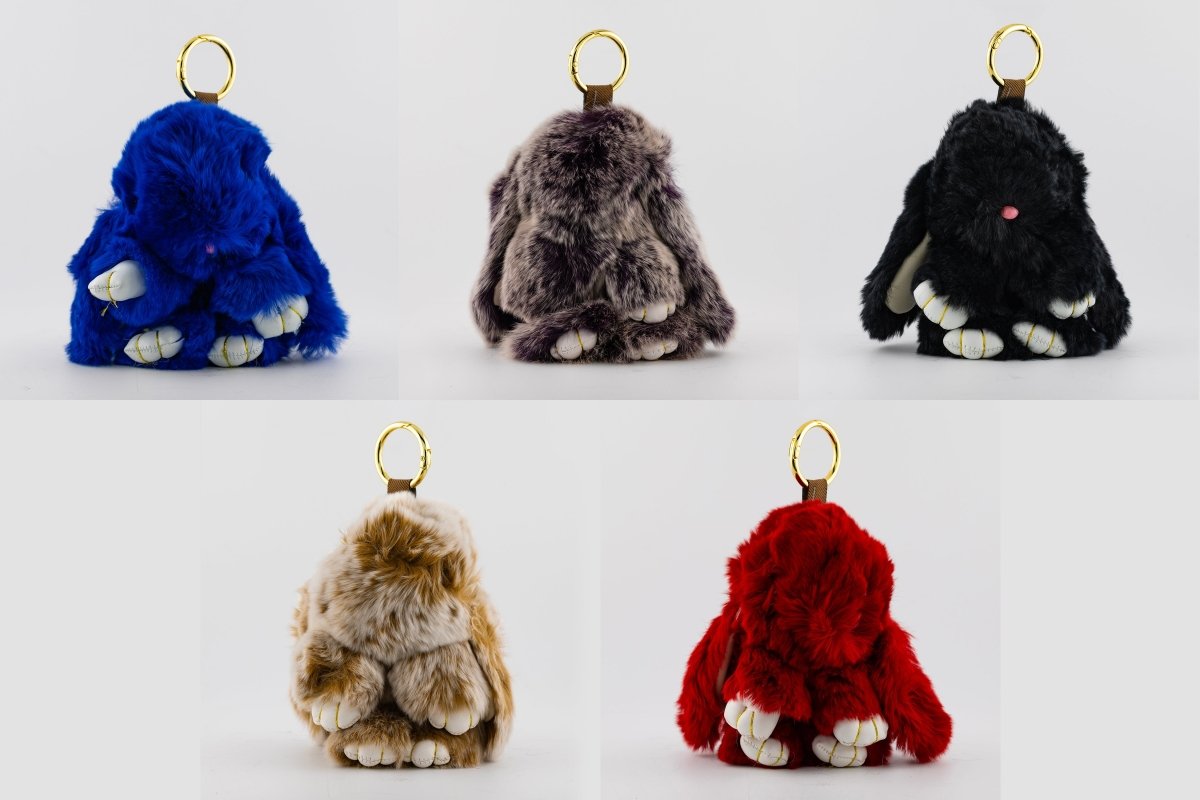 6 Inch x 4 Inch Fluffy Bunny Keychain Accessories | WB-00315 ~ WB-00319