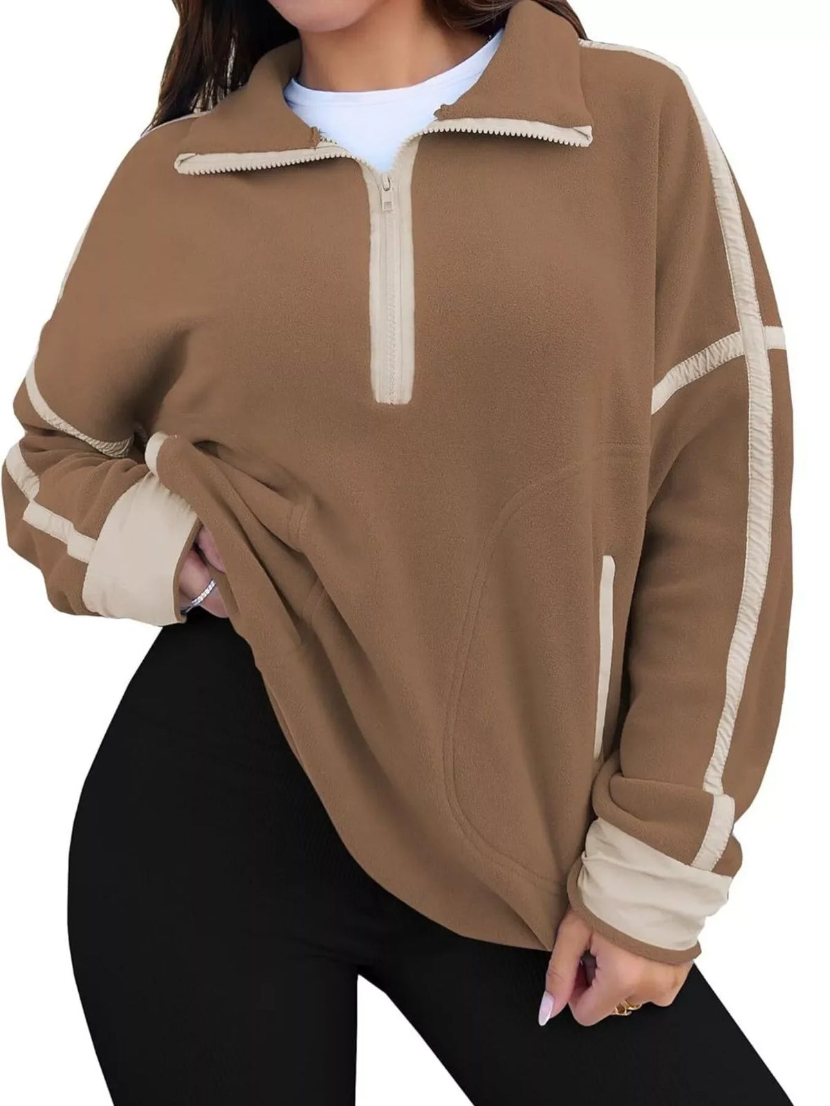 Half Zip Dropped Shoulder Sweatshirt