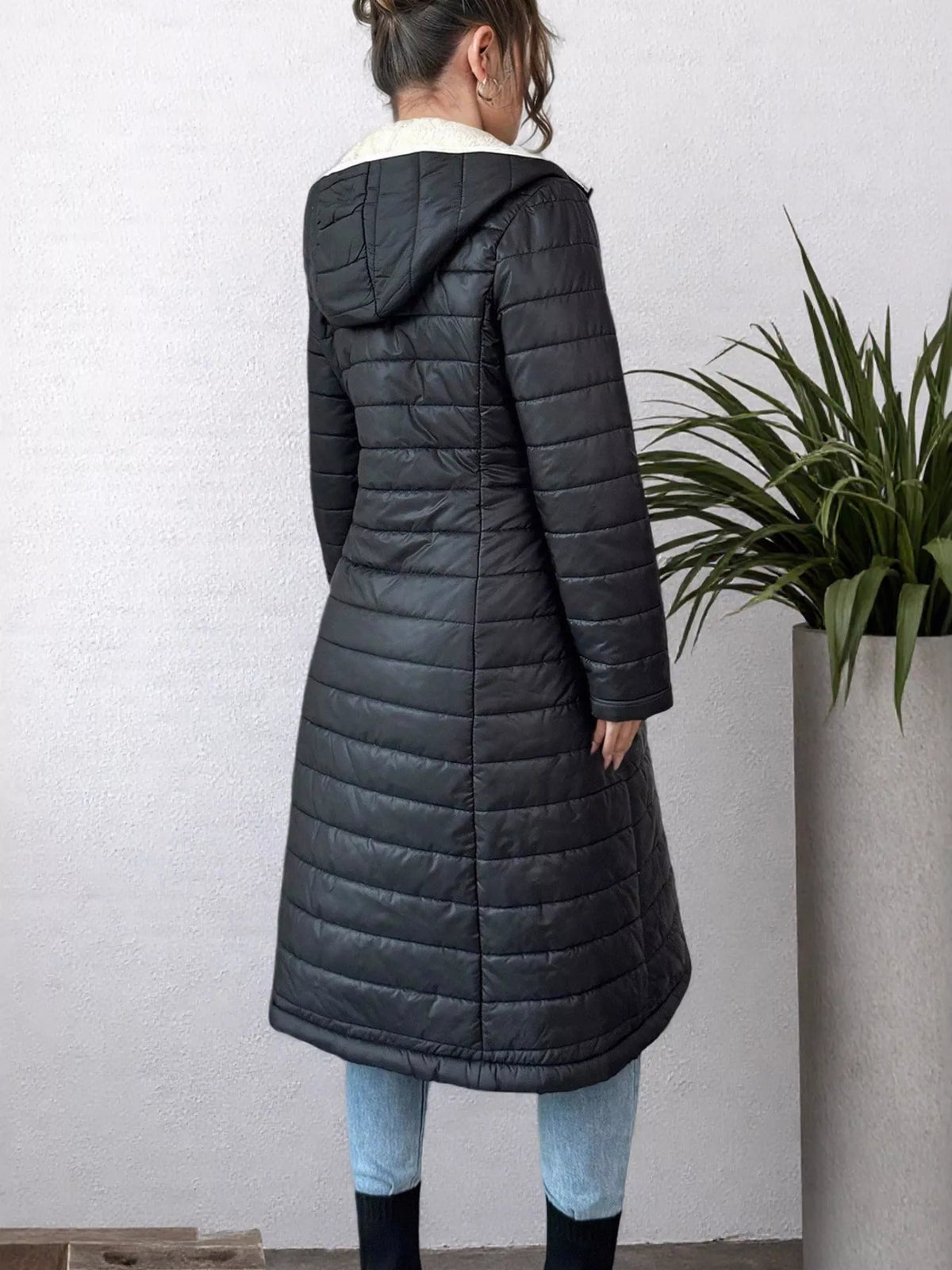 Zip Up Quilted Hooded Puffer Coat