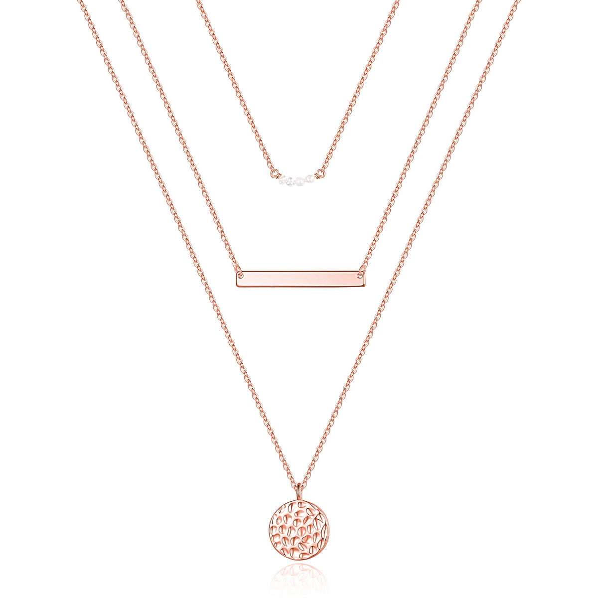 Turandoss Dainty Layered Choker Necklace, Handmade Y Pendant Necklace Multilayer Bar Disc Necklace Adjustable Layering Choker Necklaces for Women