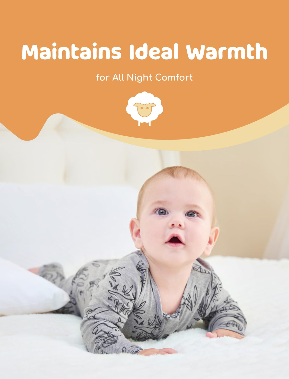 PATPAT Baby Footie Pajamas - Premium Tencel Lyocell & Wool Romper with 2-Way Zipper
