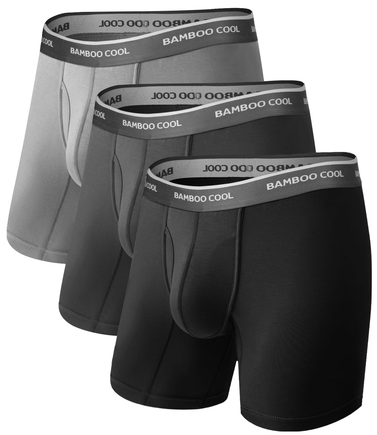 BAMBOO COOL Ultra Soft Mens Underwear Boxer Briefs Multi-pack | Bamboo Fabric,No Ride Up,More Breathable Than Cotton