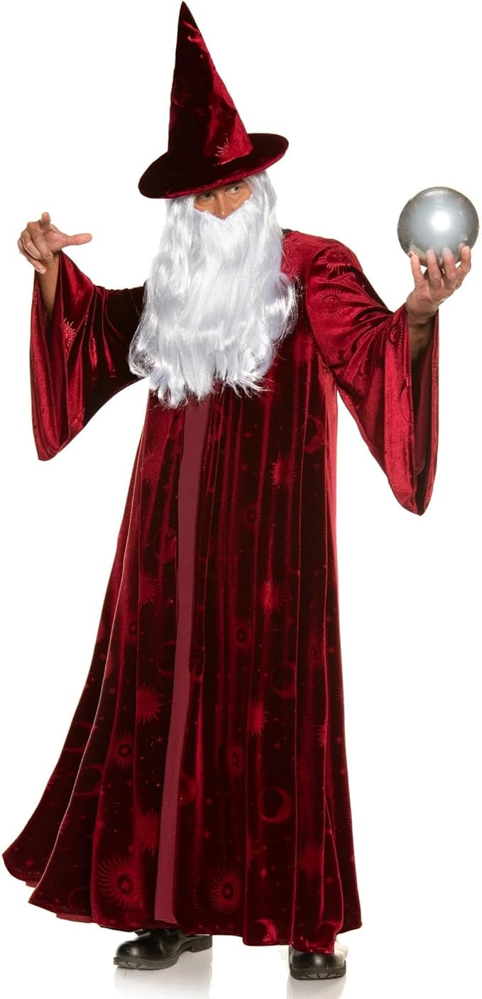 Adult Burgundy Wizard Stargazer Fantasy Magic Sorcerer Men&