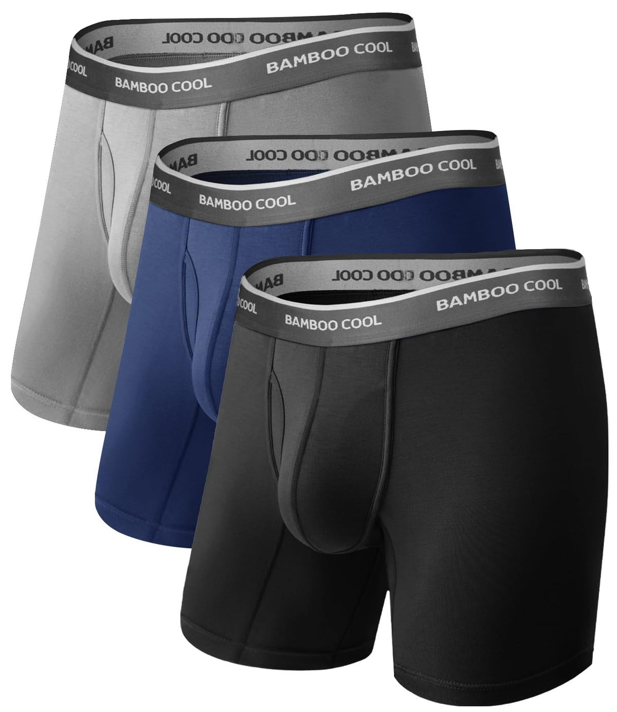 BAMBOO COOL Ultra Soft Mens Underwear Boxer Briefs Multi-pack | Bamboo Fabric,No Ride Up,More Breathable Than Cotton